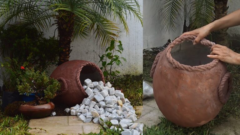 Grandes vasijas de barro para decorar tu jardín al estilo rústico